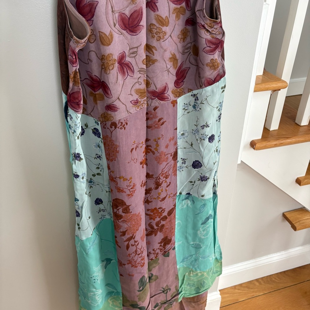 Citron Santa Monica floral Maxi Dress Size Medium color block patchwork vintage - Picture 11 of 12